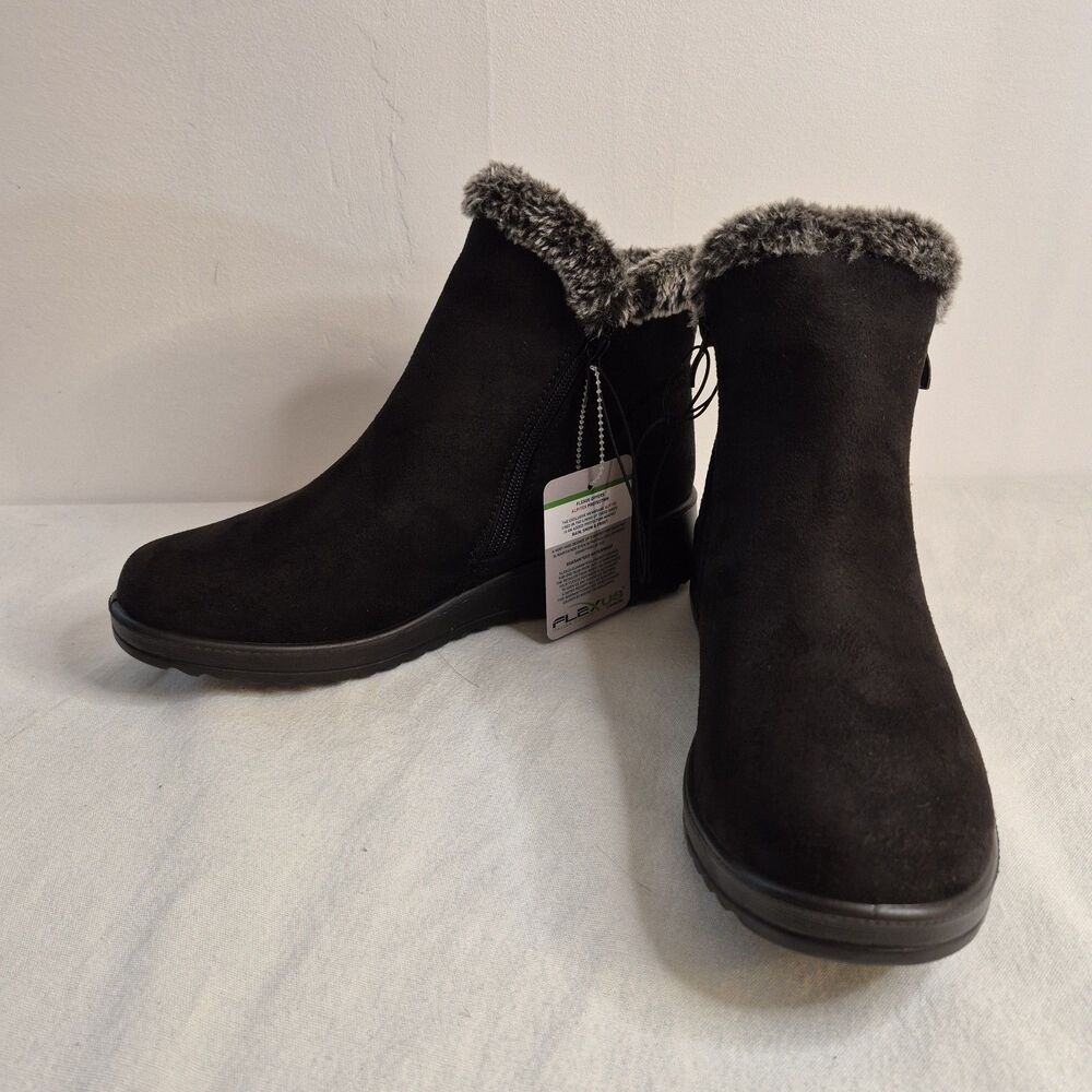 Flexus by Spring Step Womens Elsinore Booties Size 9B Microsuede Faux Fur Black